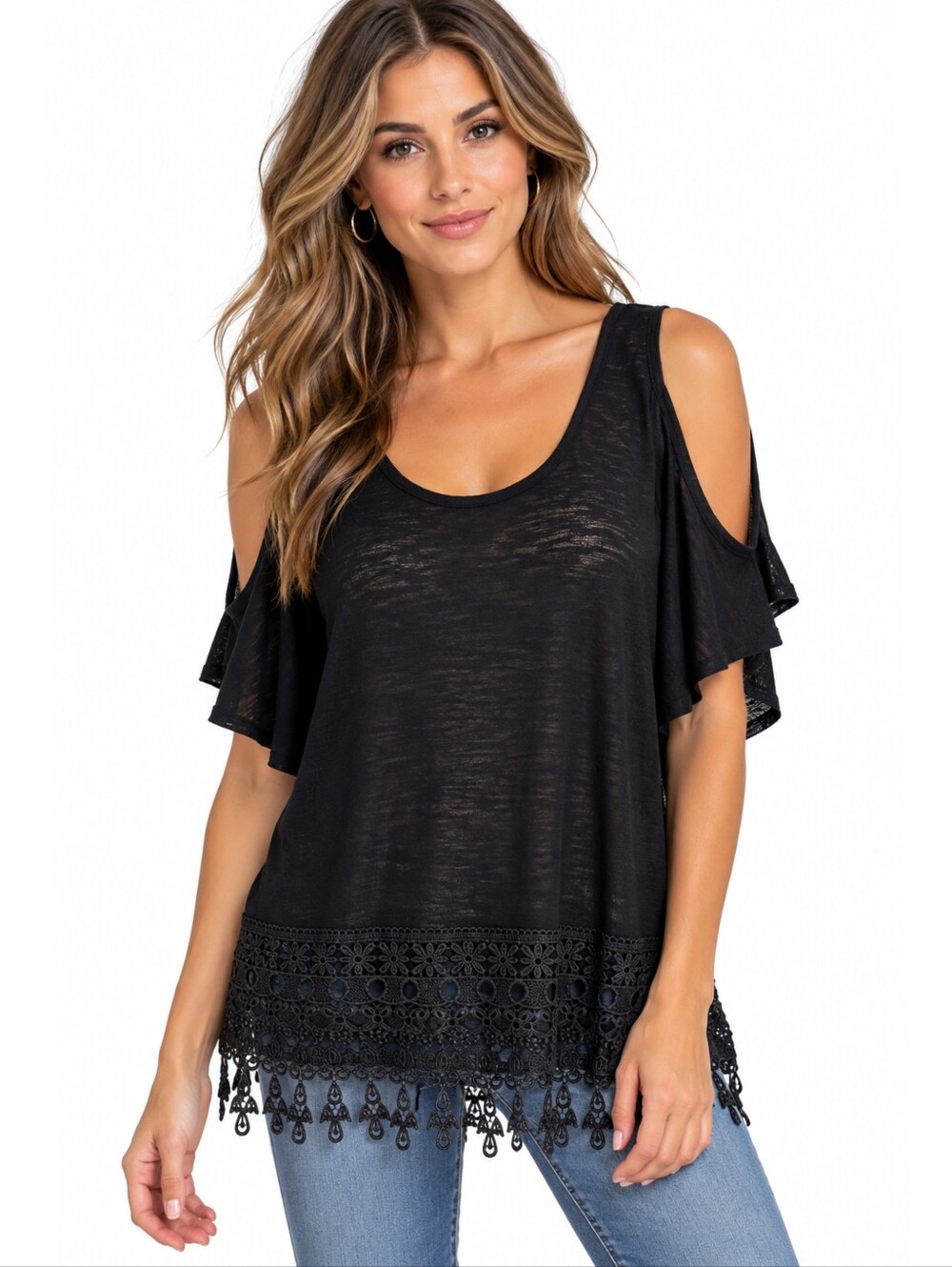 Francesca's Miami Boho Cold Shoulder Top